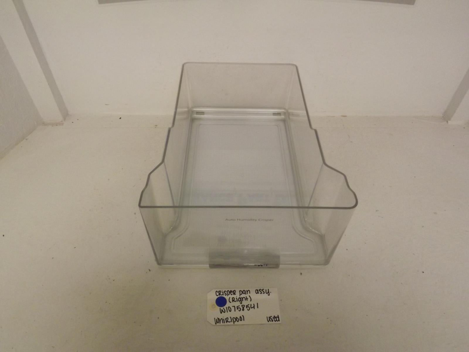 Whirlpool Refrigerator W10758541 Crisper Pan Assembly (Right) Used Whirlpool Refrigerator W10758541 Crisper Pan Assembly (Right) Used